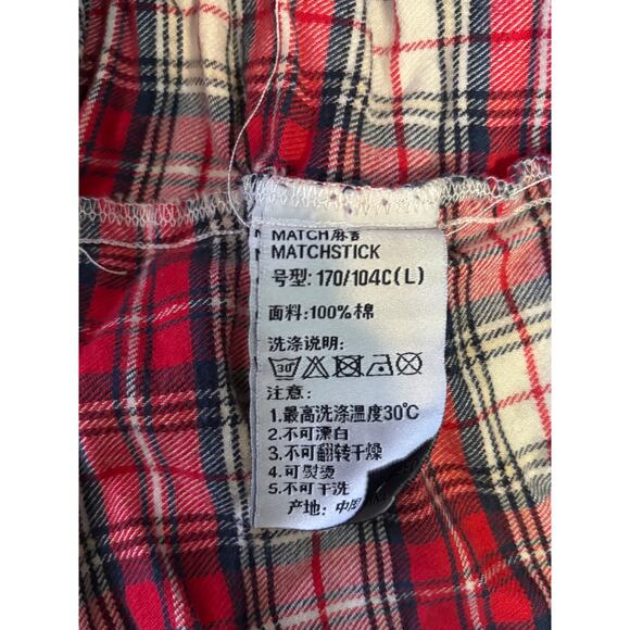 Matchstick Flannel Shirt Women’s L Plaid Red White 100% Cotton Classic Roll Tabs - Picture 13 of 16